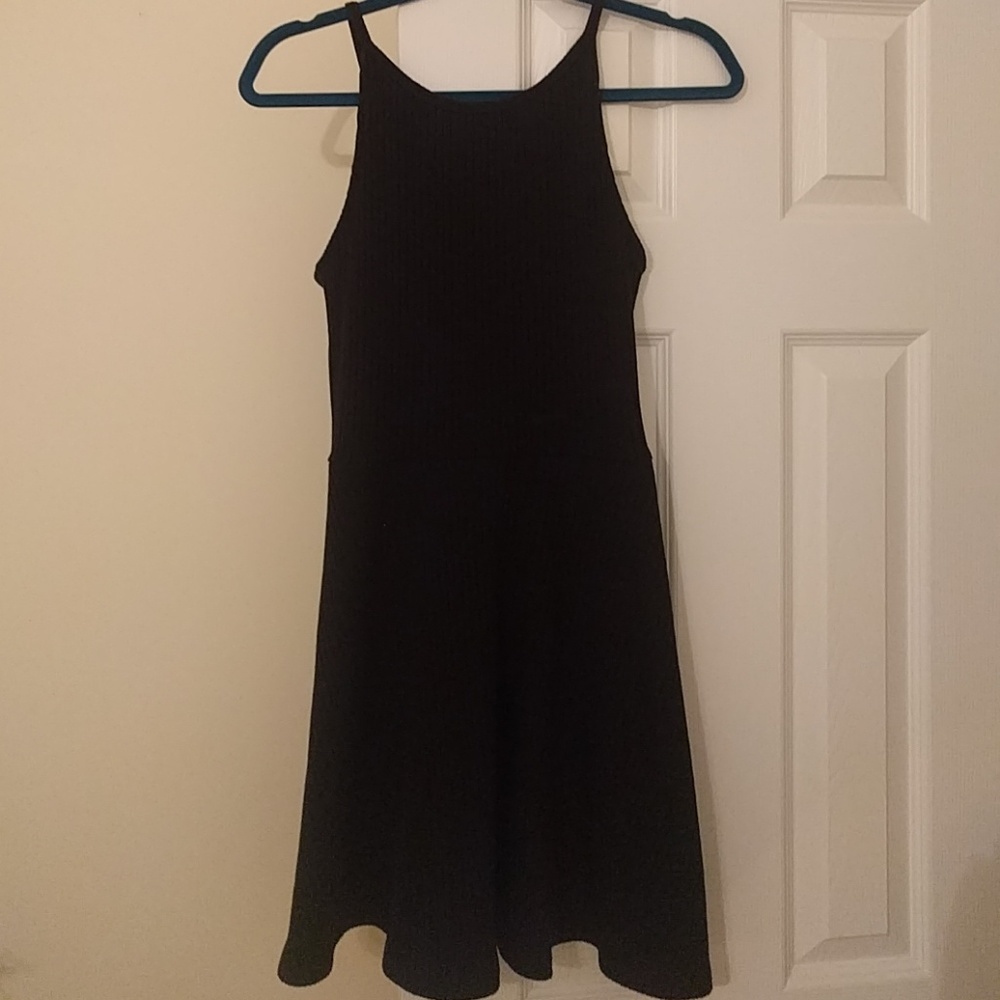 Black ribbed high neck dress